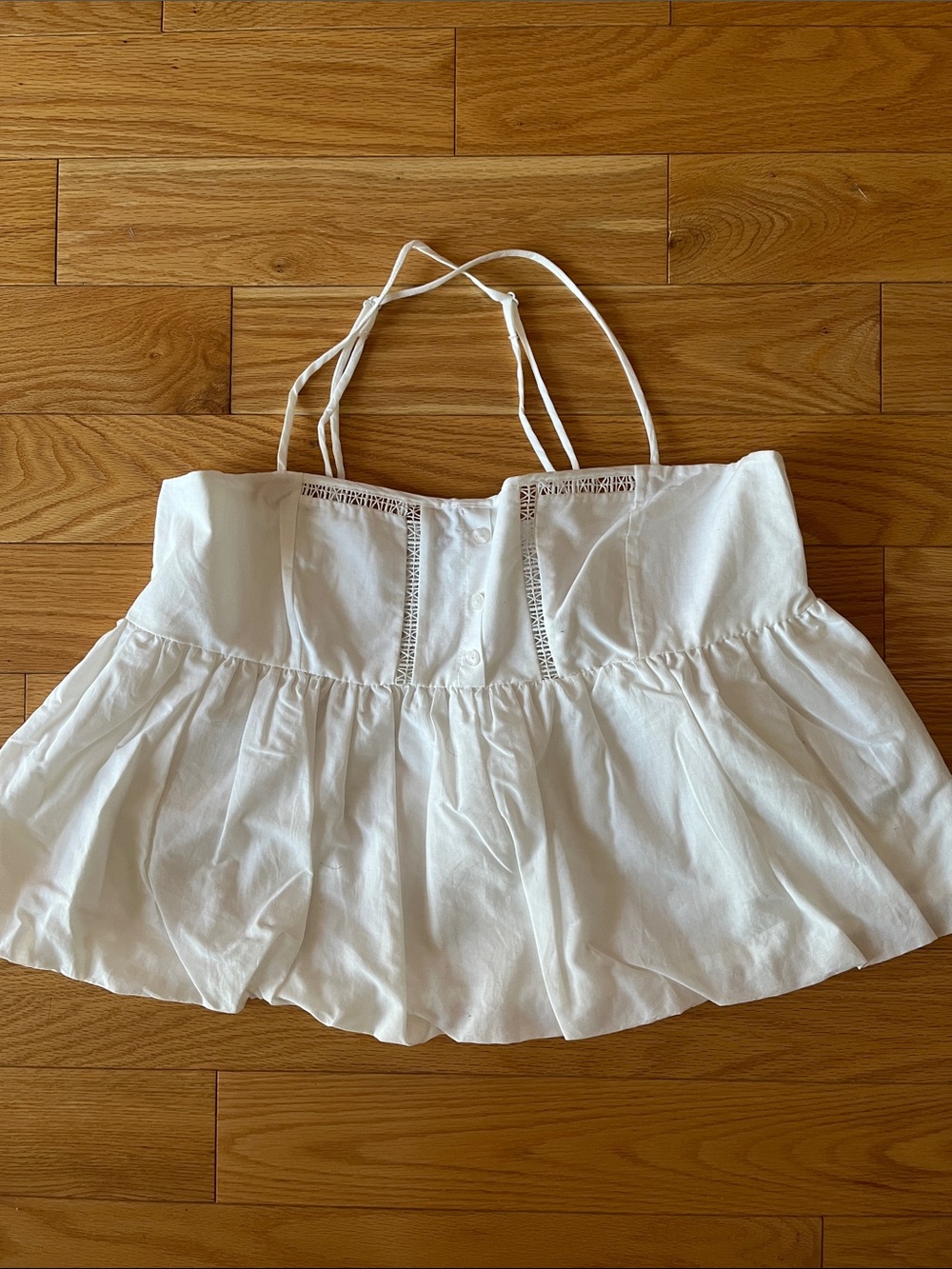 White Eyelet Peplum Crop Tank Top L